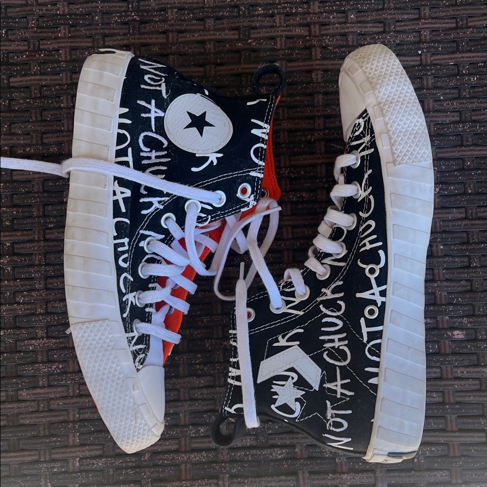 Converse Black and White Graffiti High-Top Kids Sneakers